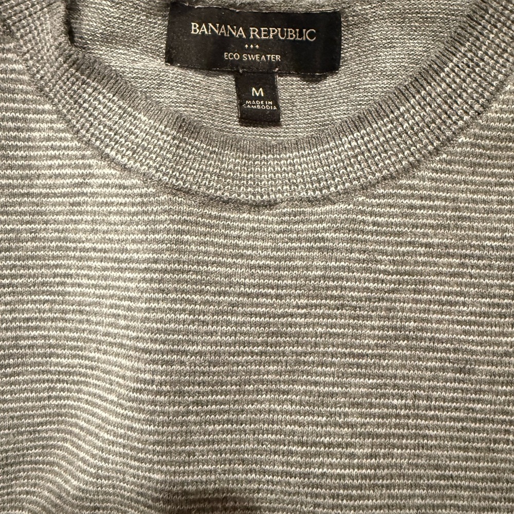 Banana Republic Gray Striped Crewneck Sweater